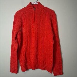 Polo Ralph Lauren Lambs Wool‎ Rope Cable 1/4 Zip Knit Sweater Pullover M Vintage
